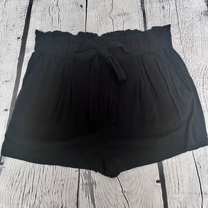 Ambiance Apparel Women's Black Tie Front Shorts